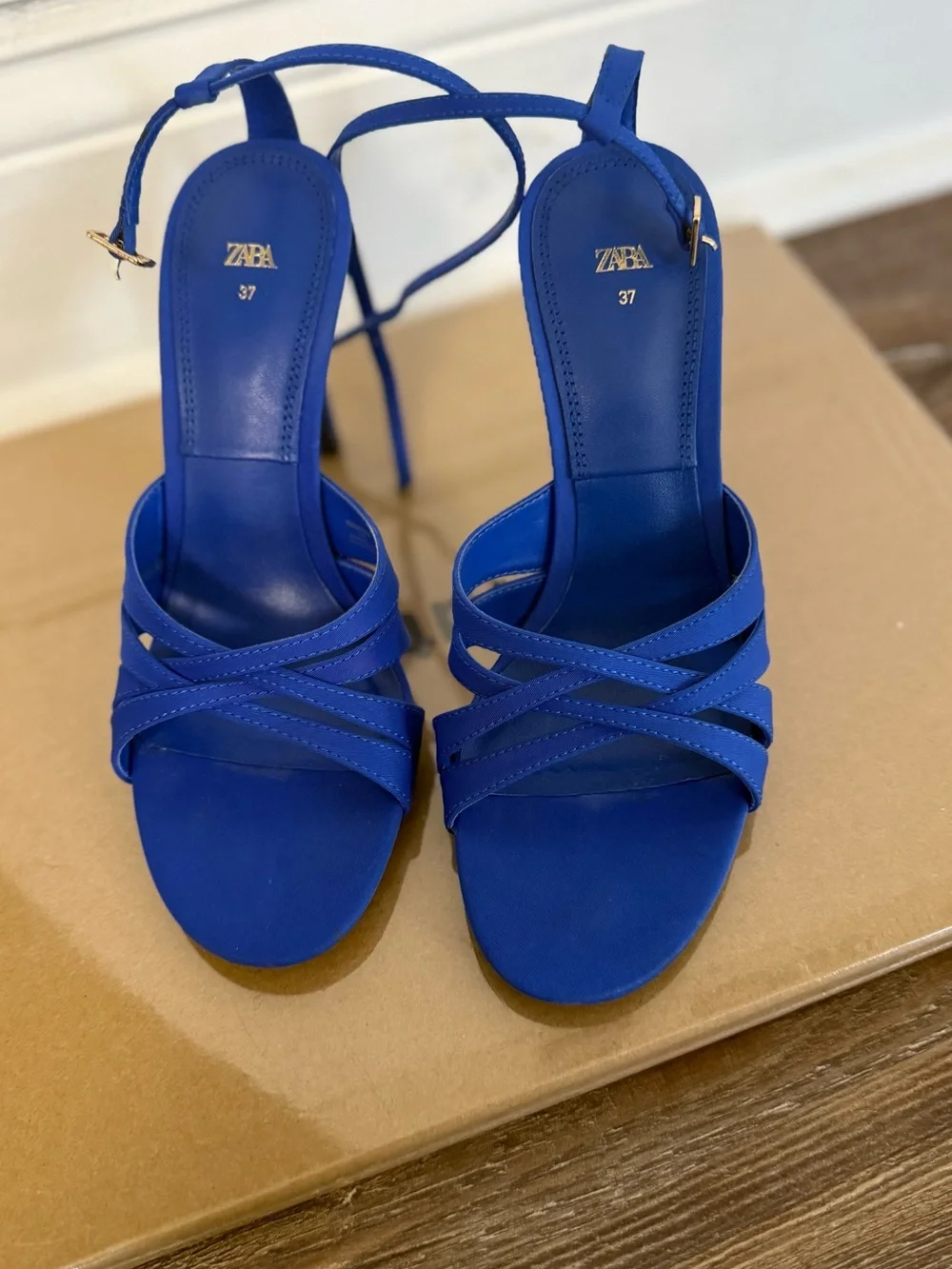 Zara Cobalt Blue Strappy Stiletto Sandals